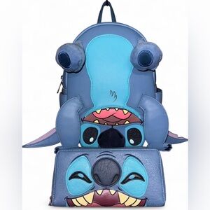 Disney Upside Down Stitch Loungefly Backpack & Wallet Set